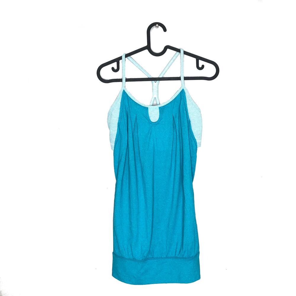 Lululemon Top Bra with Draped Tank Surge Blue Open Sides Workout Running 6